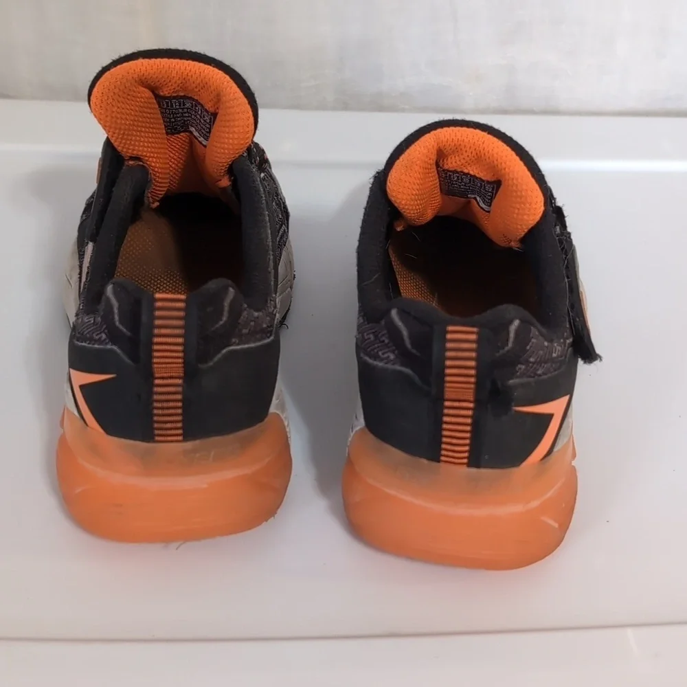 Skechers Kid's Z-Strap Black Orange Sneaker Size 13